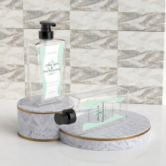 500ml 16.9oz Luxury Clear PETG Plastic Flat Pump Bottles for Shampoo Body Wash Hand Soap Cosmetic Packaging