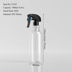 Clear PET Plastic Trigger Spray Bottle 500ml 16.9oz