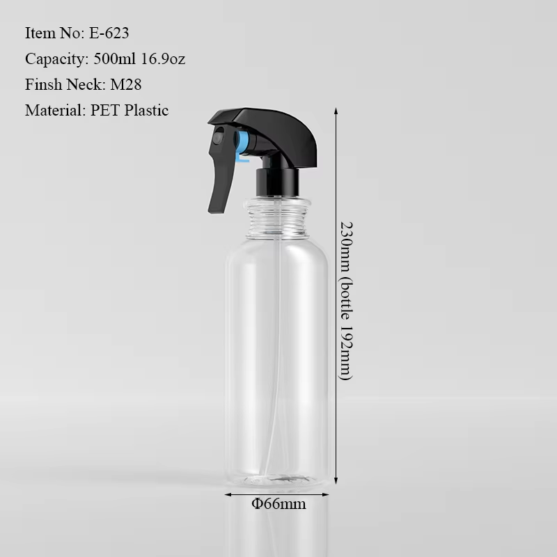 Clear PET Plastic Trigger Spray Bottle 500ml 16.9oz