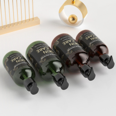 300ml 500ml Amber Green PET Plastic Round Pump Bottles for Shampoo Hair Care Conditioner Custom Packaging