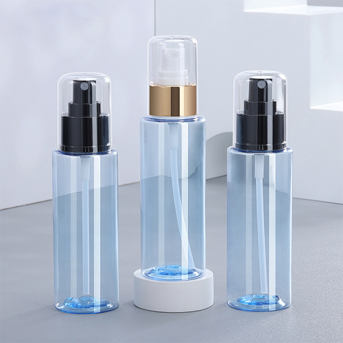 Blue 100ml spray bottle, plastic PET bottle, push-type PP fine mist pump, Japanese cosmetics packaging manufacturer