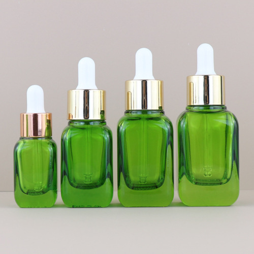 10ML20ML30ML essential oil bottle green sapphire light-proof empty bottle cosmetic dropper bottle grid bottle bottom thick glass bottle high-end