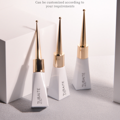 White nail polish bottle 8ml conical bottle nail polish bottle empty bottle electroplated gold nail polish cap imported nail polish brush