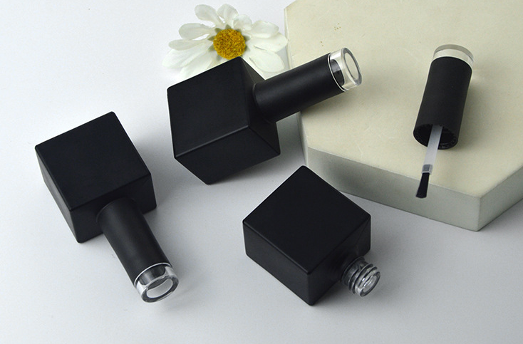 Factory-made 16ml matte black gel nail polish bottle, cosmetic glass bottle.