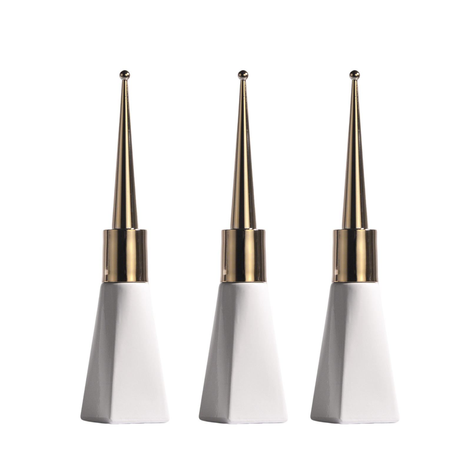 White nail polish bottle 8ml conical bottle nail polish bottle empty bottle electroplated gold nail polish cap imported nail polish brush