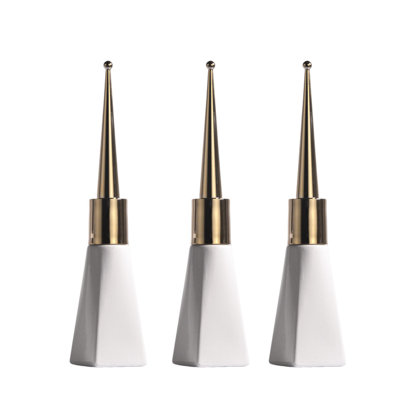 White nail polish bottle 8ml conical bottle nail polish bottle empty bottle electroplated gold nail polish cap imported nail polish brush