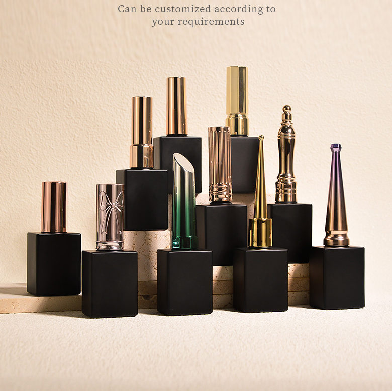 Factory direct sales of 15ml matte black nail polish bottles. Empty bottles in various styles.