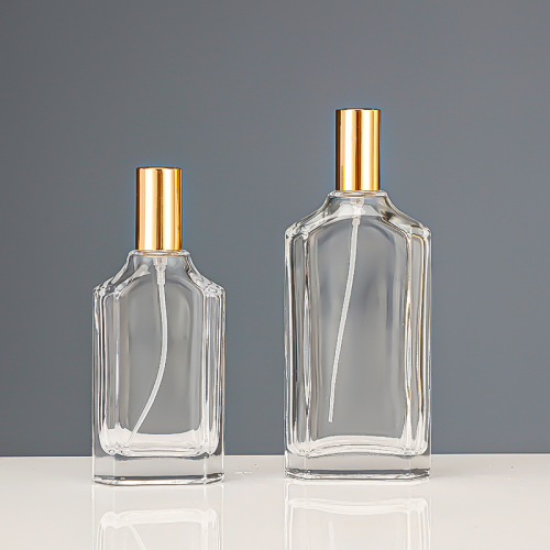 Perfume glass bottle 50ml100ml transparent press perfume spray bottle cosmetic packaging perfume empty bottle