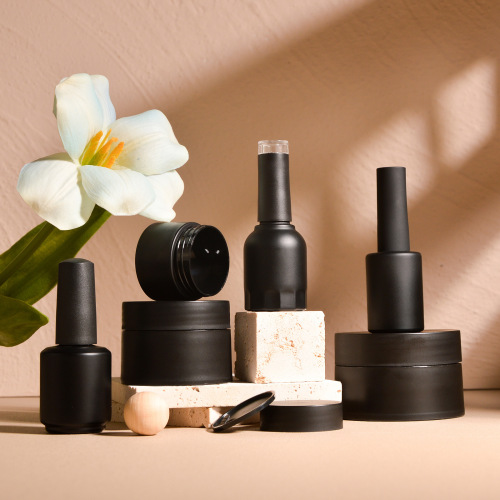 Factory-made 16ml matte black gel nail polish bottle, cosmetic glass bottle.