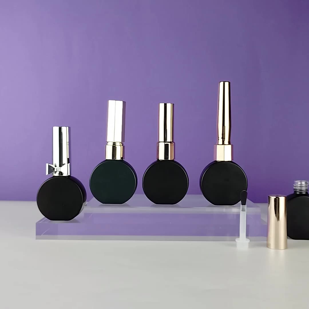 Matte black 10ML nail polish empty bottle light-proof oval bottle electroplated rose gold