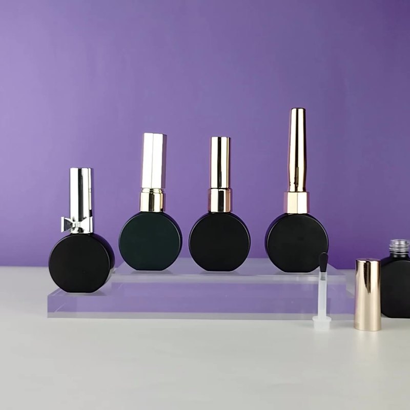Matte black 10ML nail polish empty bottle light-proof oval bottle electroplated rose gold