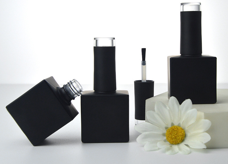 Factory-made 16ml matte black gel nail polish bottle, cosmetic glass bottle.
