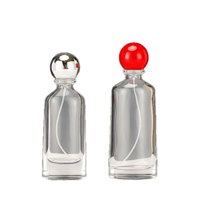 High-end glass perfume bottle 50ml100ml transparent sub-packaging press spray bottle cosmetic perfume empty bottle
