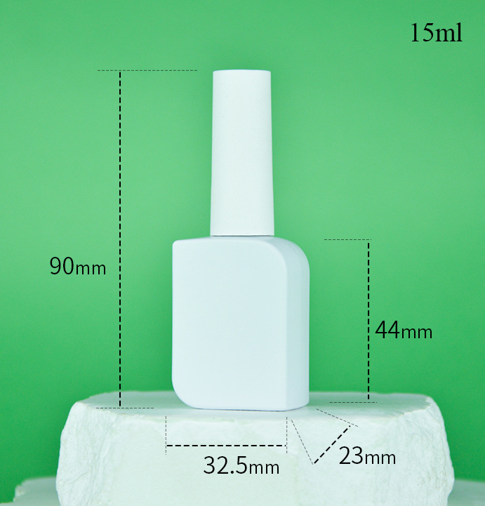 New 15ml glass bottle packaging for gel nail polish, large capacity, white nail polish bottle.