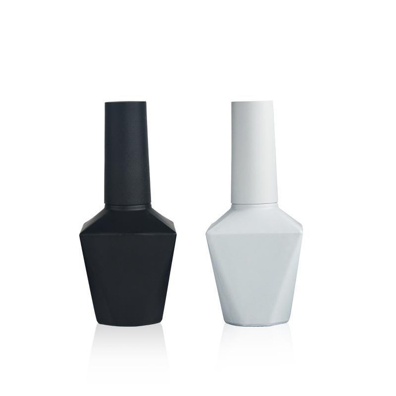 Factory wholesale of new 13ml gel nail polish empty bottles, black and white nail polish bottles, base coat and top coat refill empty bottles.