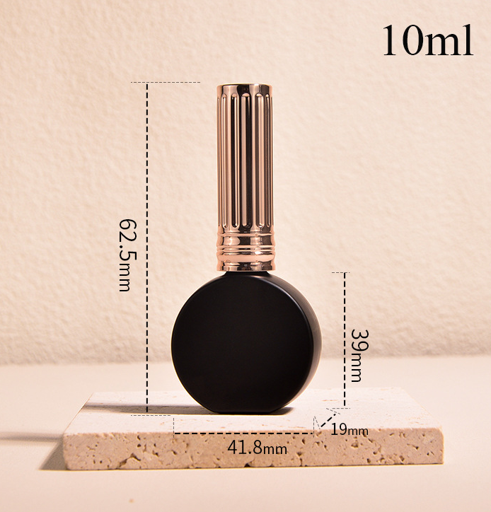Matte black 10ML nail polish empty bottle light-proof oval bottle electroplated rose gold
