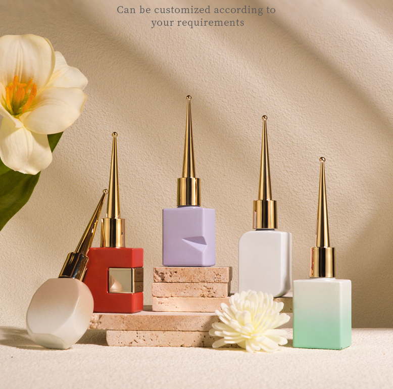 Nail polish bottles available: square bottles, 10ml and 15ml, light-proof empty nail polish bottles.