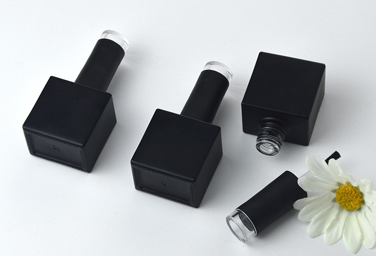 Factory-made 16ml matte black gel nail polish bottle, cosmetic glass bottle.