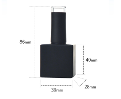 Factory-made 16ml matte black gel nail polish bottle, cosmetic glass bottle.