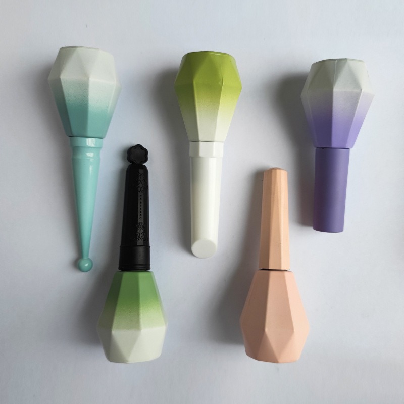 12ml New Diamond-Shaped Nail Polish Bottle, Blue, Beautiful Gel Polish Glass Bottle, Curved Cap with DuPont Brush