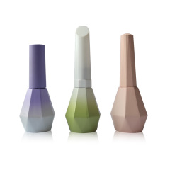 12ml New Diamond-Shaped Nail Polish Bottle, Blue, Beautiful Gel Polish Glass Bottle, Curved Cap with DuPont Brush