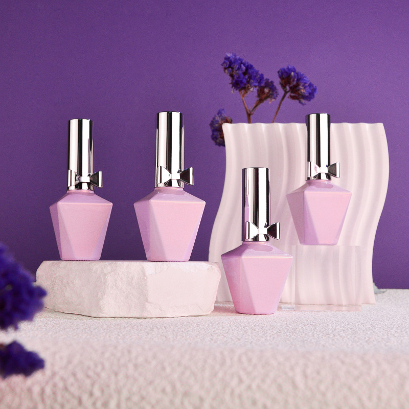 13ml New Nail Polish Gel Dispenser Bottle, Printable Brand, Electroplated Bow Cap, Glass Nail Polish Bottle