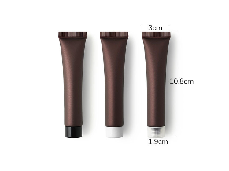 20g Brown Coffee Frosted Cosmetic Tube Dispenser Empty Bottle Plastic PE Pointed Nozzle Sample Eye Cream Lotion