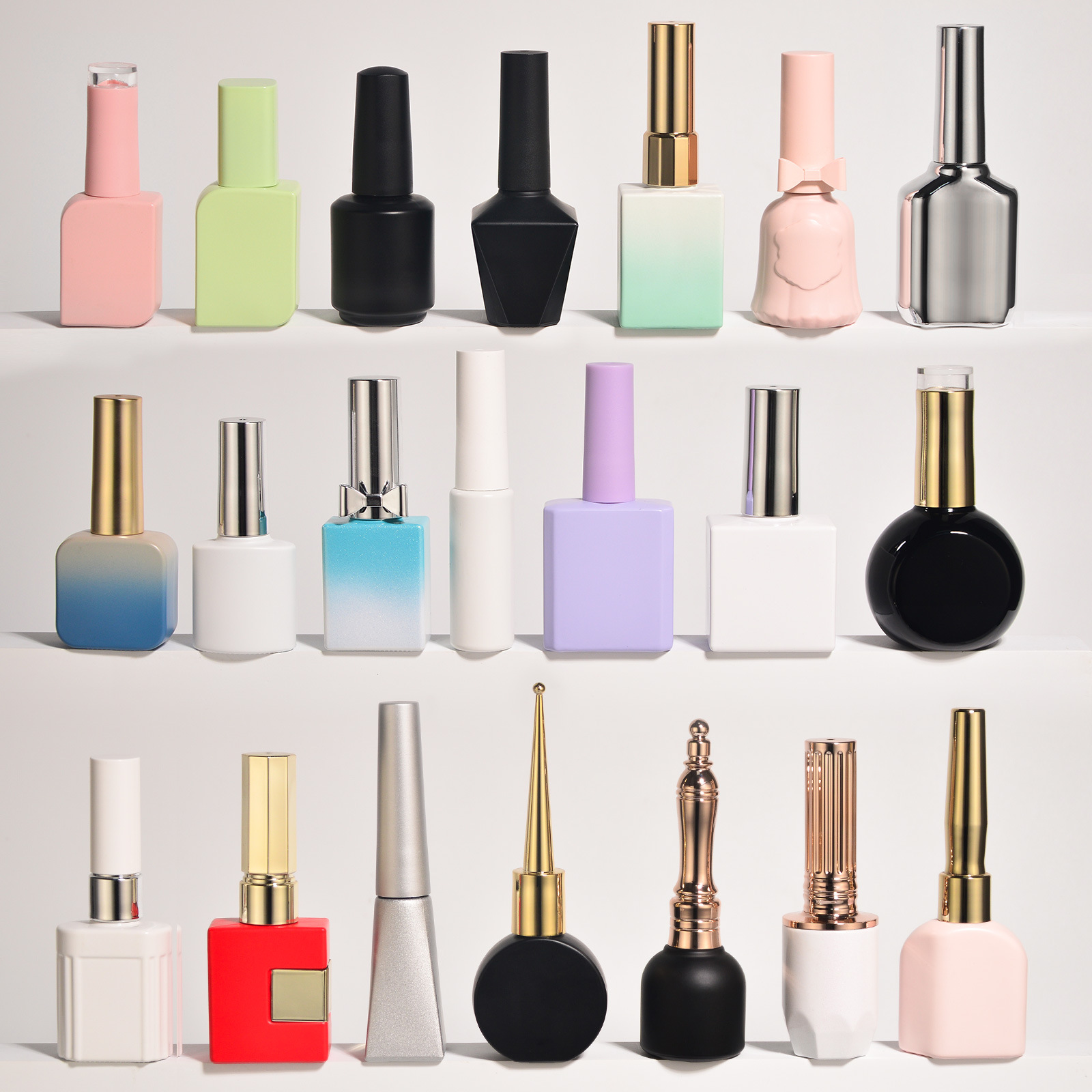 Factory New Hot Selling Product: 12ml Colored Spray Nail Polish Gel Glass Bottle - New Nail Polish Bottle