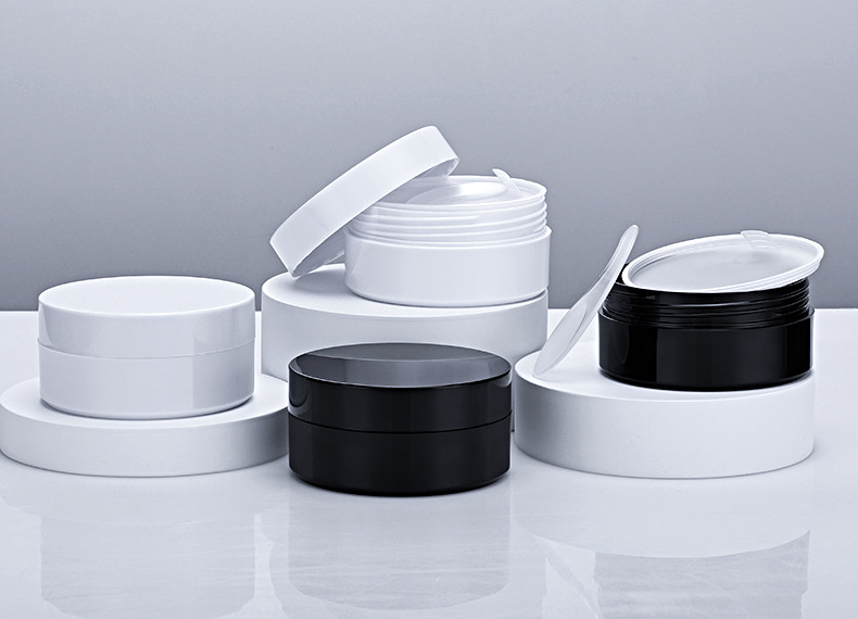 Black and white cream jar, 60 pieces/100g eye mask dispenser, cosmetic mask bottle, cylindrical, logo can be printed.