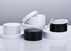 Black and white cream jar, 60 pieces/100g eye mask dispenser, cosmetic mask bottle, cylindrical, logo can be printed.