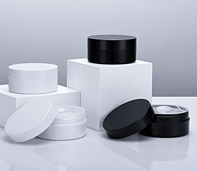 Black and white cream jar, 60 pieces/100g eye mask dispenser, cosmetic mask bottle, cylindrical, logo can be printed.