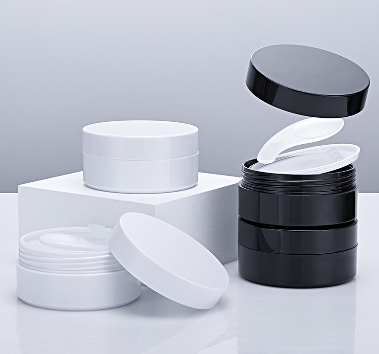 Black and white cream jar, 60 pieces/100g eye mask dispenser, cosmetic mask bottle, cylindrical, logo can be printed.