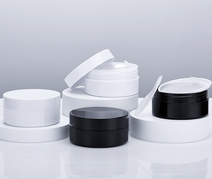 Black and white cream jar, 60 pieces/100g eye mask dispenser, cosmetic mask bottle, cylindrical, logo can be printed.