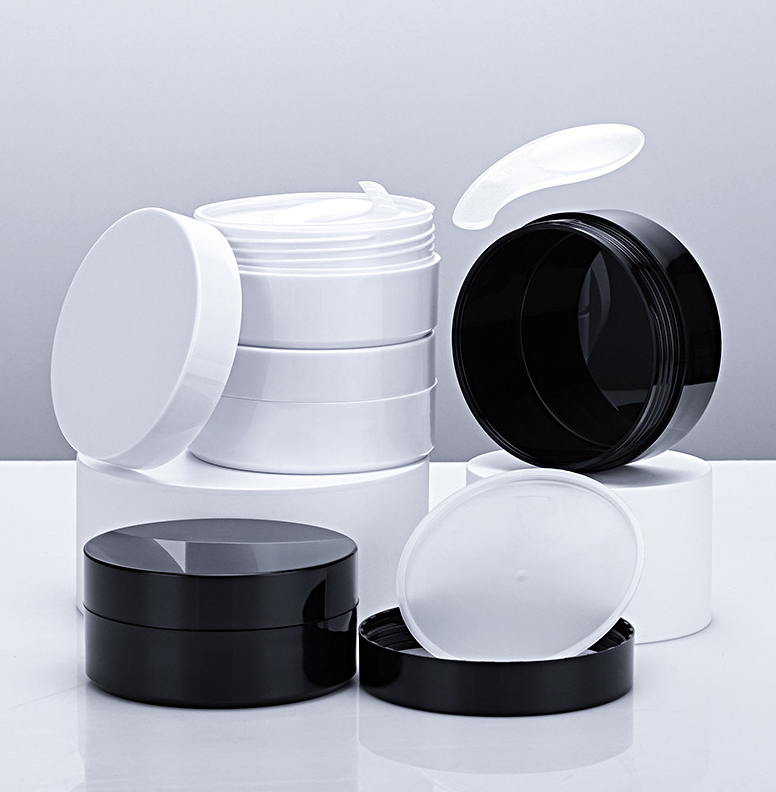 Black and white cream jar, 60 pieces/100g eye mask dispenser, cosmetic mask bottle, cylindrical, logo can be printed.