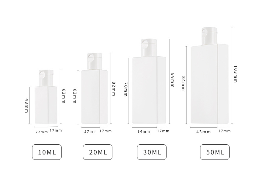 PE flip-top tube pump bottle for cosmetics, plastic essential oil/lotion dispensing bottles, trial size/samples.