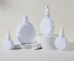 Round plastic bottles for lotion and cream, dispensing bottles, spray essence skincare pump bottles, PET plastic packaging materials