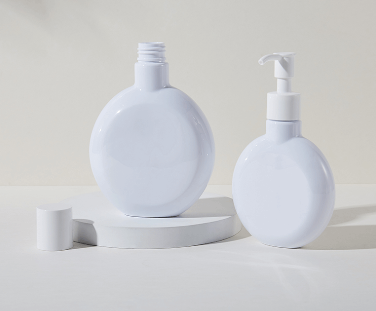 Round plastic bottles for lotion and cream, dispensing bottles, spray essence skincare pump bottles, PET plastic packaging materials