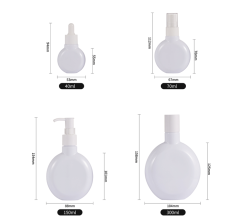 Round plastic bottles for lotion and cream, dispensing bottles, spray essence skincare pump bottles, PET plastic packaging materials