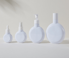 Round plastic bottles for lotion and cream, dispensing bottles, spray essence skincare pump bottles, PET plastic packaging materials