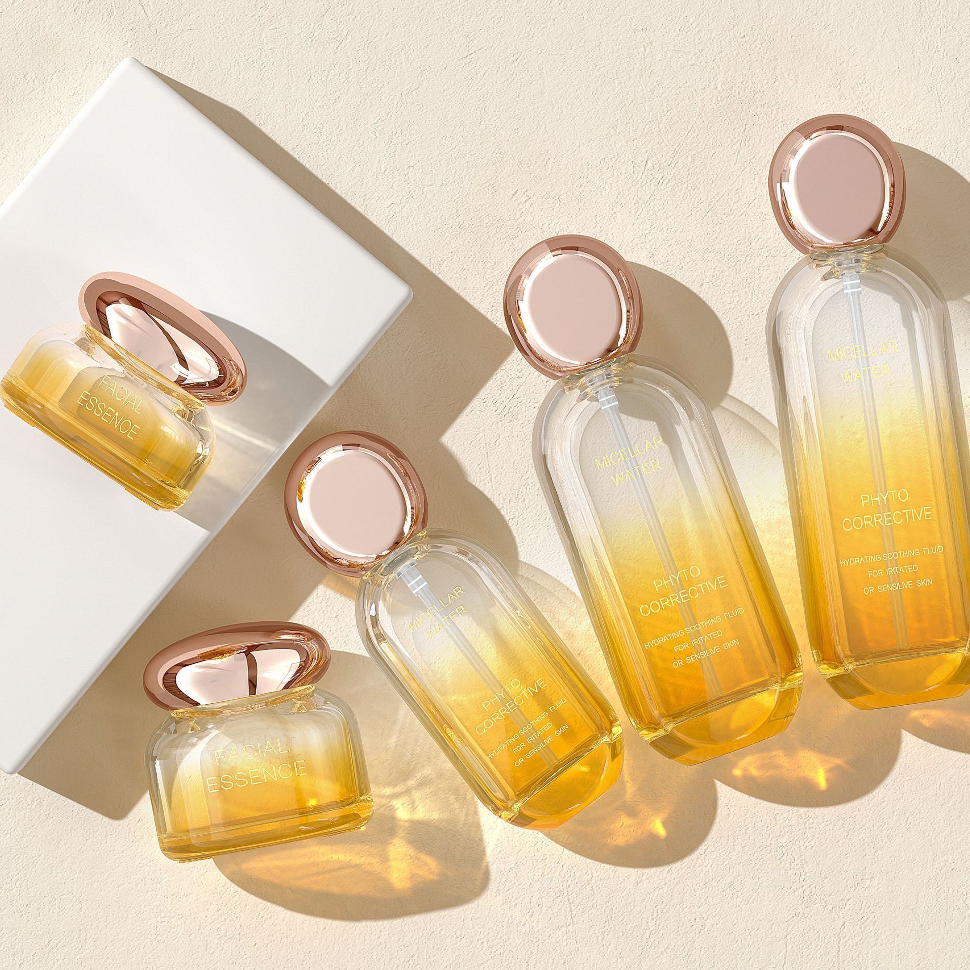 30g, 50g, 30ml, 50ml, 100ml, 120ml Flat round set, glass bottle, lotion/spray, pump dispenser, thick-bottomed cream bottle