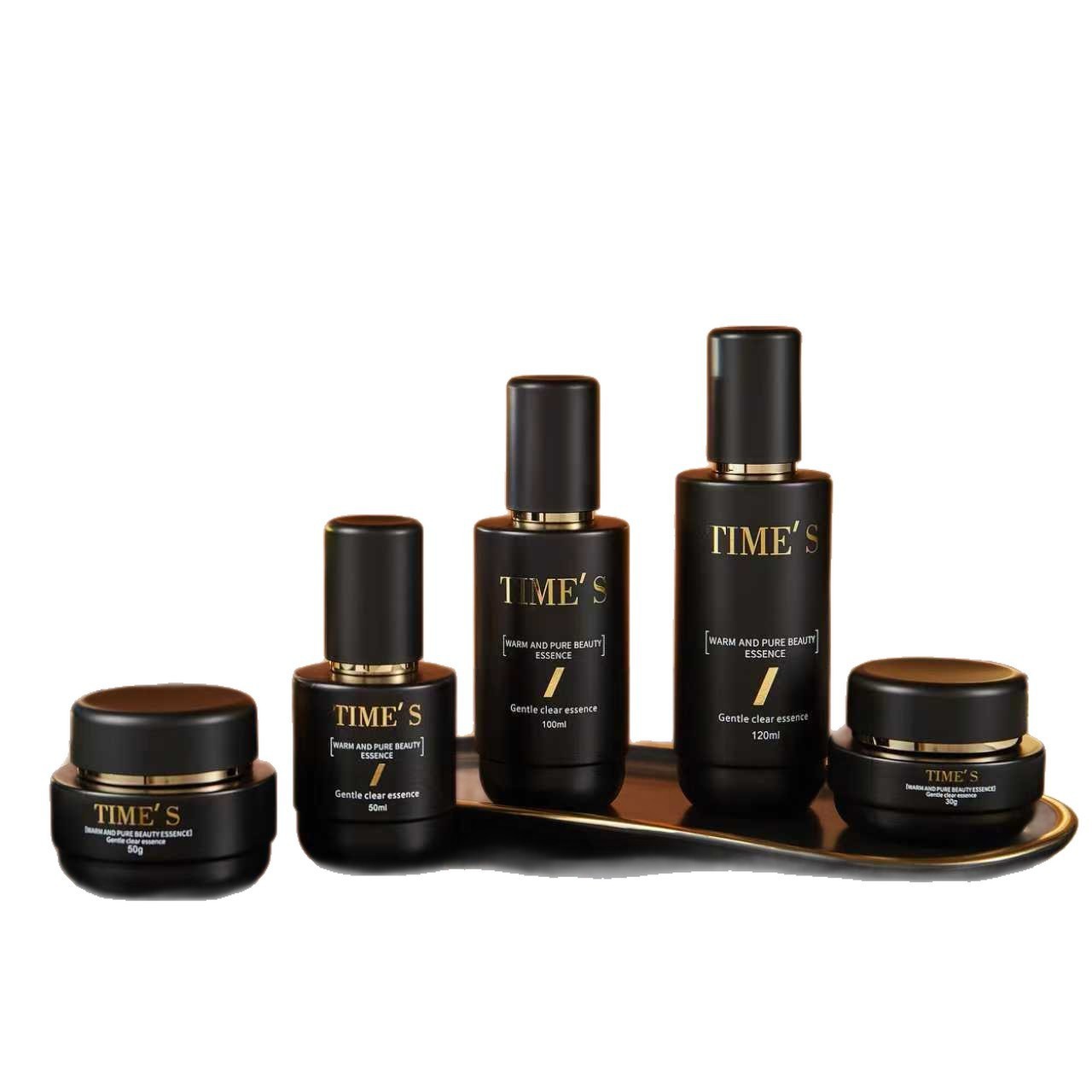 30g, 50g, 30ml, 40ml, 50ml, 100ml, 120ml Matte Black Series - Dispensing Lotion/Spray Bottles, Cream Bottles, High-End Straight Round Cosmetic Sets - Glass Bottles