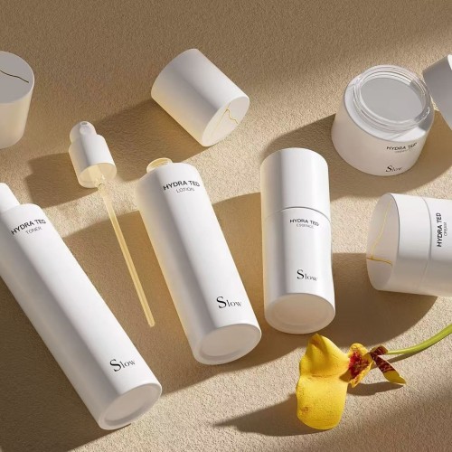 30g, 50g, 30ml, 40ml, 50ml, 100ml, 120ml Matte White Series Lotion Dispenser Spray Bottle, High-End Straight Round Cream Cosmetic Set Glass Bottle