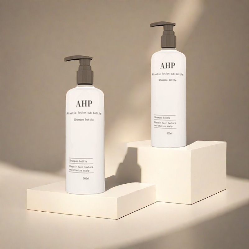500ml shampoo empty bottle, round shoulder plastic bottle, PET skin care pump lotion bottle