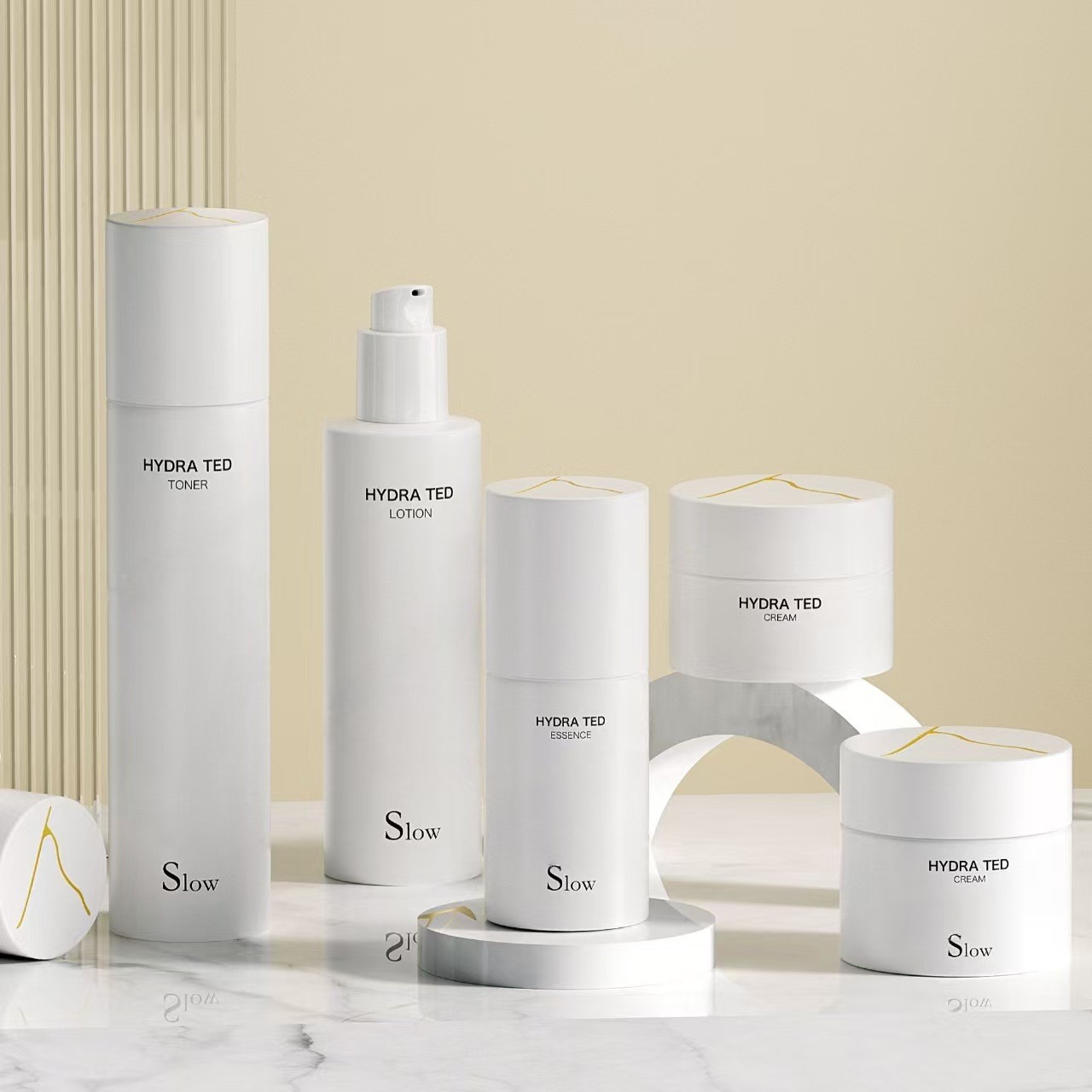 30g, 50g, 30ml, 40ml, 50ml, 100ml, 120ml Matte White Series Lotion Dispenser Spray Bottle, High-End Straight Round Cream Cosmetic Set Glass Bottle