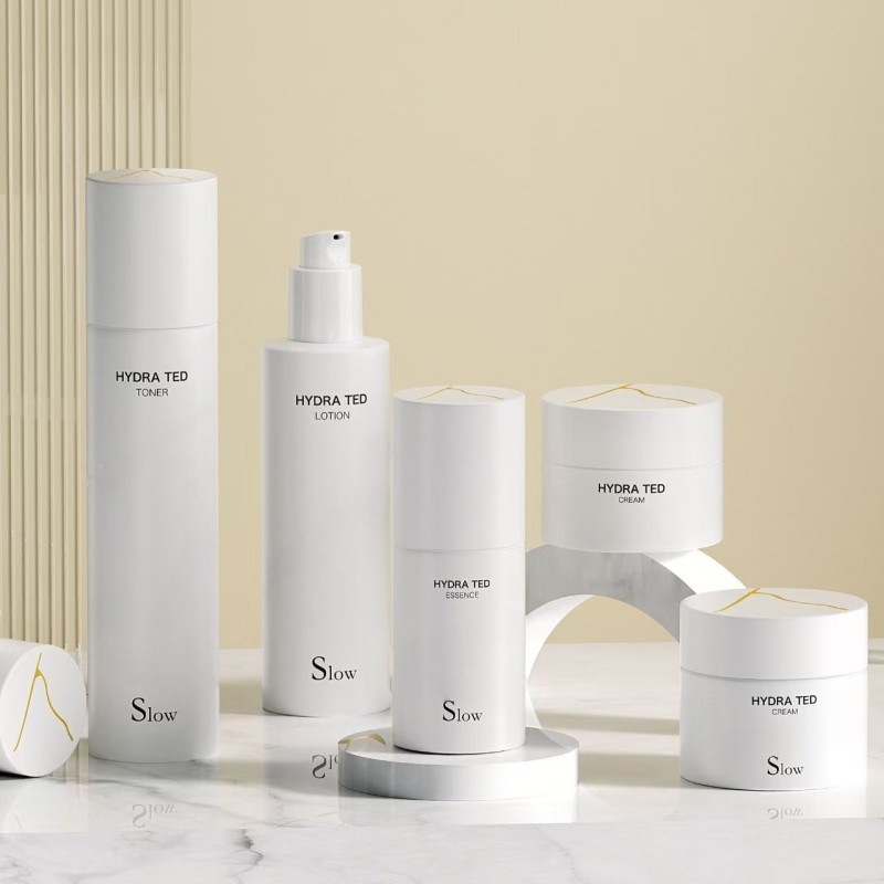 30g, 50g, 30ml, 40ml, 50ml, 100ml, 120ml Matte White Series Lotion Dispenser Spray Bottle, High-End Straight Round Cream Cosmetic Set Glass Bottle