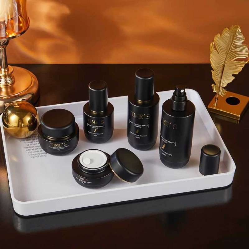 30g, 50g, 30ml, 40ml, 50ml, 100ml, 120ml Matte Black Series - Dispensing Lotion/Spray Bottles, Cream Bottles, High-End Straight Round Cosmetic Sets - Glass Bottles