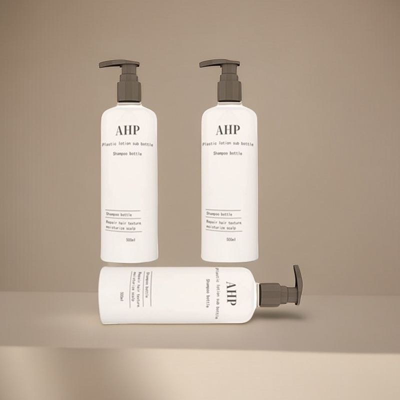 500ml shampoo empty bottle, round shoulder plastic bottle, PET skin care pump lotion bottle