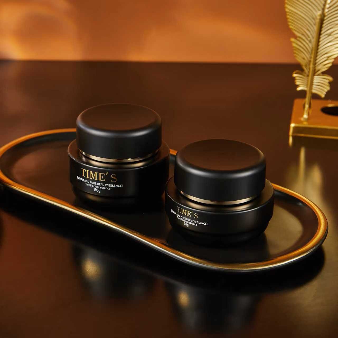 30g, 50g, 30ml, 40ml, 50ml, 100ml, 120ml Matte Black Series - Dispensing Lotion/Spray Bottles, Cream Bottles, High-End Straight Round Cosmetic Sets - Glass Bottles