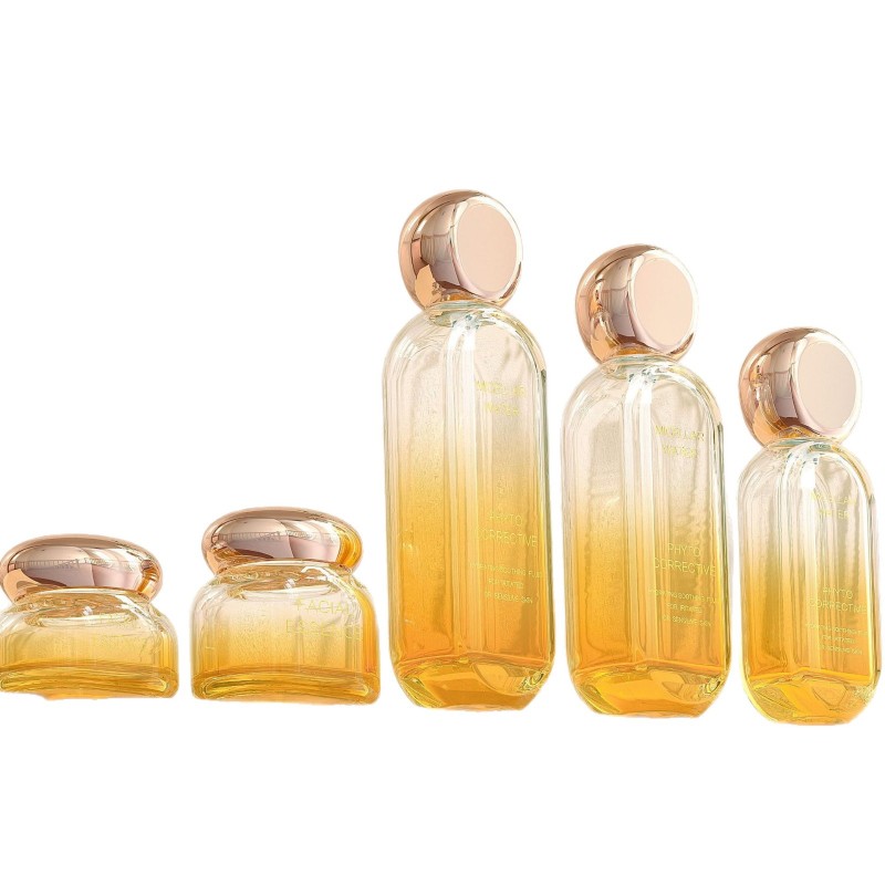 30g, 50g, 30ml, 50ml, 100ml, 120ml Flat round set, glass bottle, lotion/spray, pump dispenser, thick-bottomed cream bottle