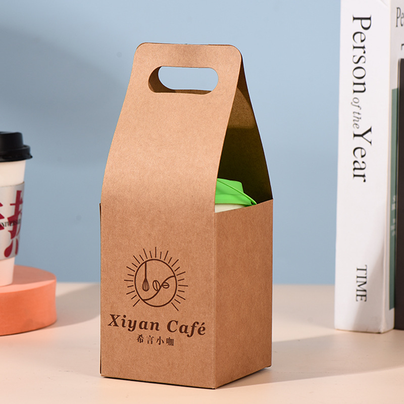 Disposable Paper Cup Holders for Coffee, Bubble Tea & Beverages, Portable Takeaway Carriers, Kraft Cardboard Cup Trays